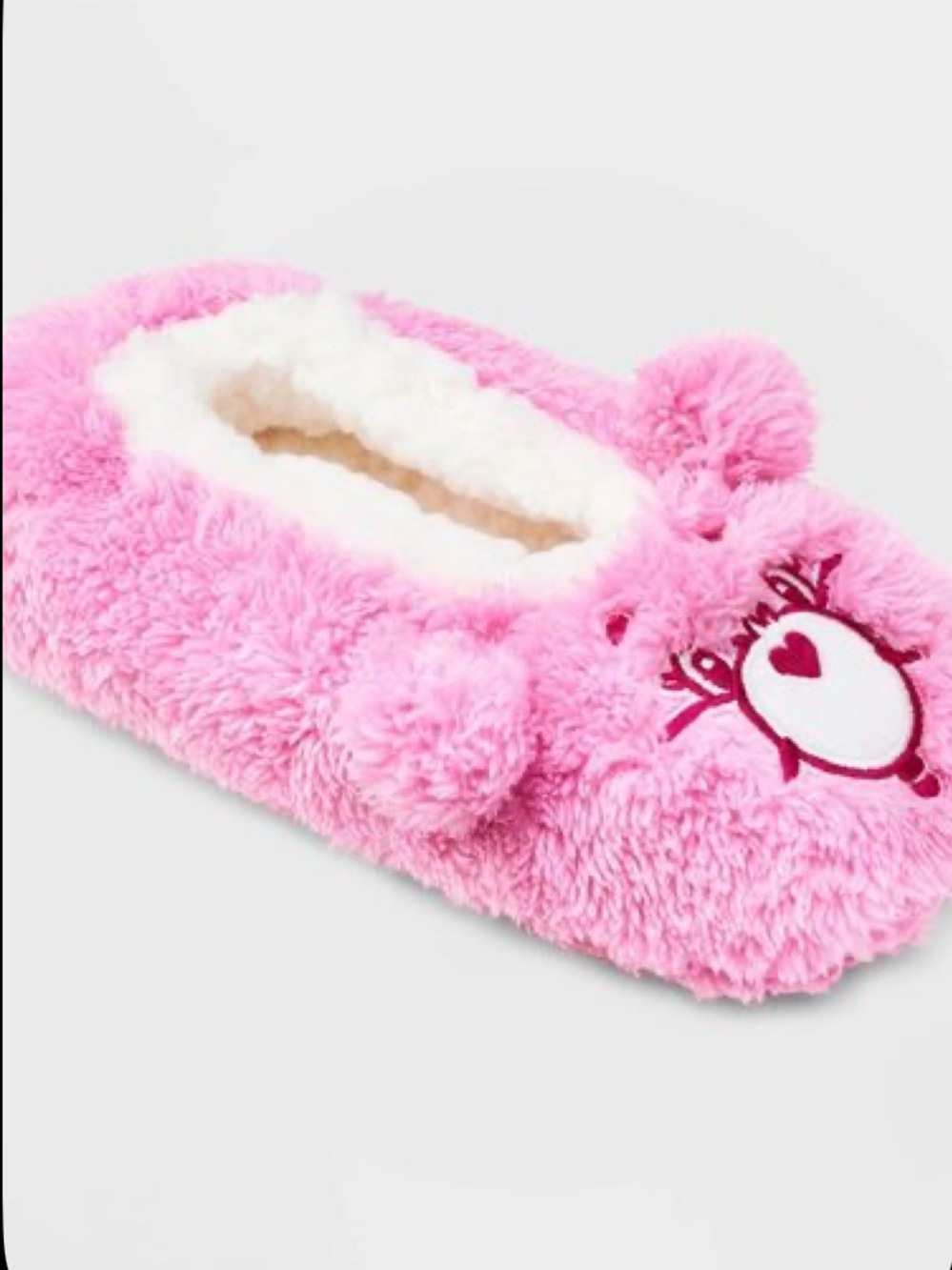 Care Bear pink plush slipper socks/booties NWT M/L